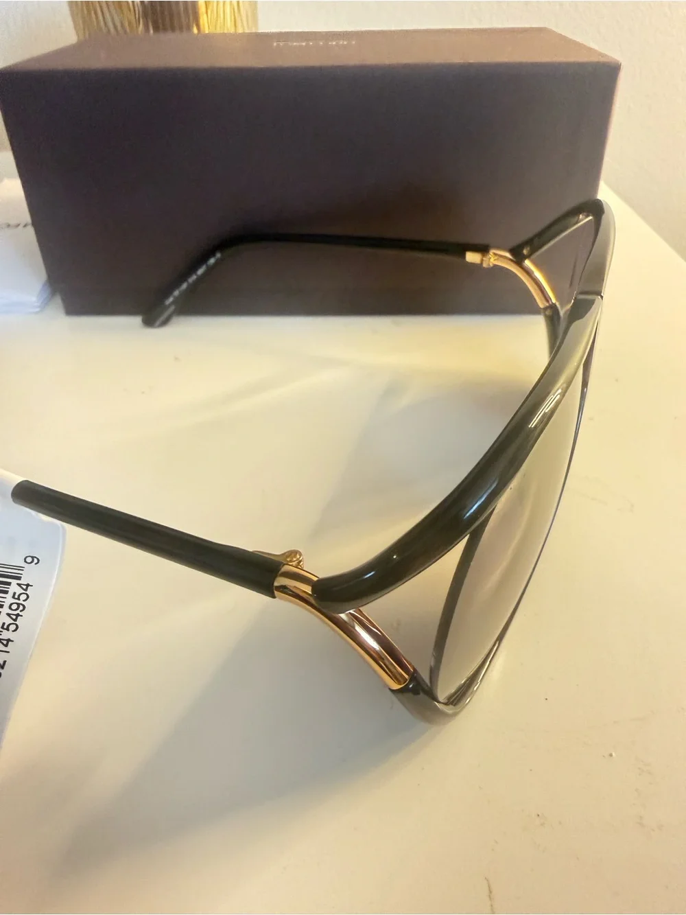 Tom Ford Black & Gold Oversized Cat-Eye Women's Sunglasses